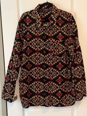 Pendleton Southwestern Aztec 100% Cotton Long Sleeve Button Shirt Men's Size XXL